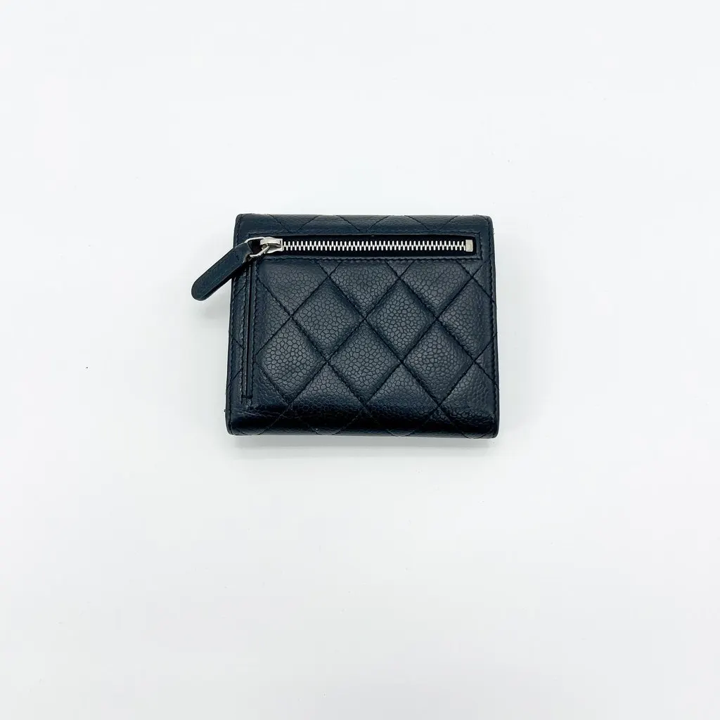 Chanel Classic Small Flap Wallet Caviar Black Silver Hardware MultiColor Leather Good - Inside View