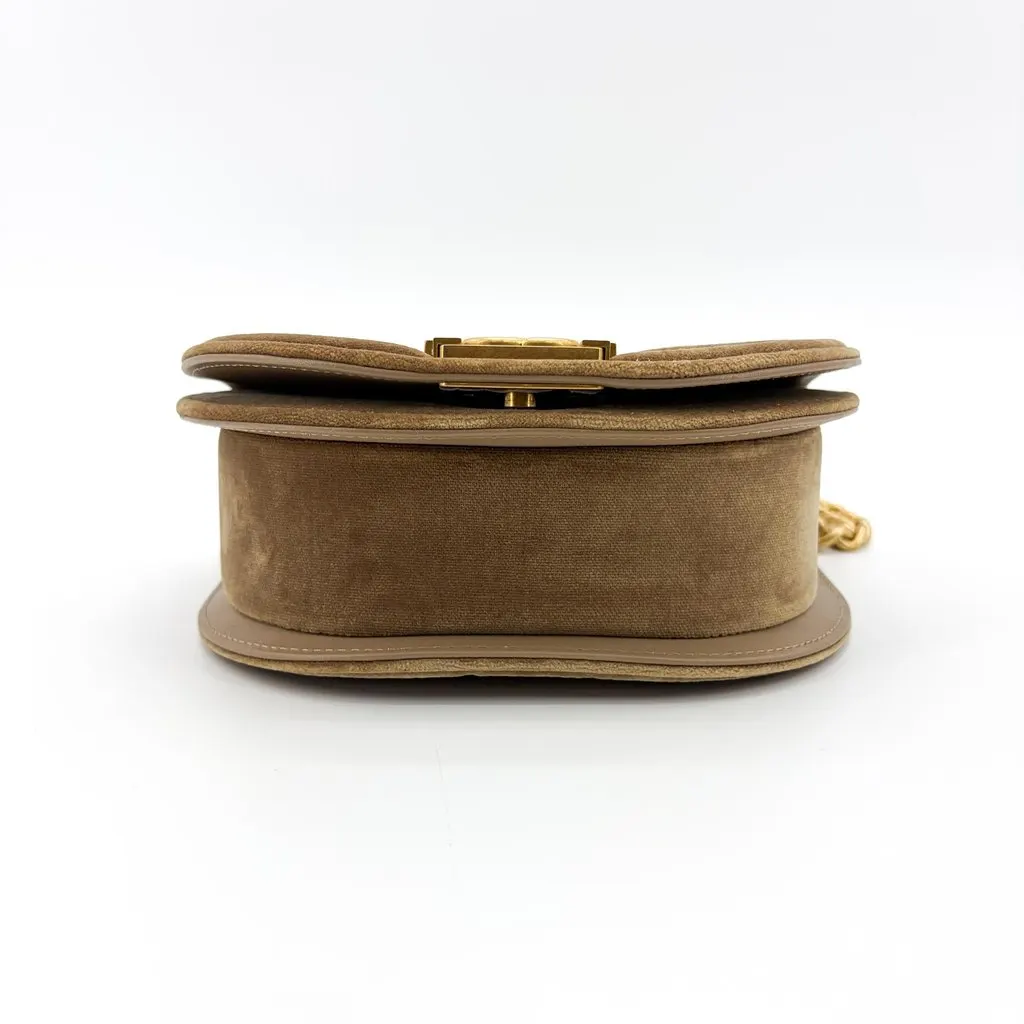 Chanel Boy Messenger Bag Velvet Brown Gold Hardware Brown Velvet Good - Box View