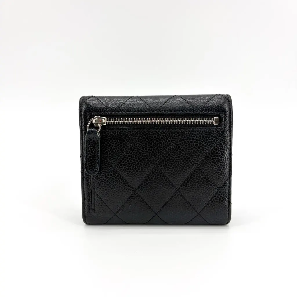 Chanel Classic Small Flap Wallet Caviar Gold Hardware Black Black Leather Good - Inside View