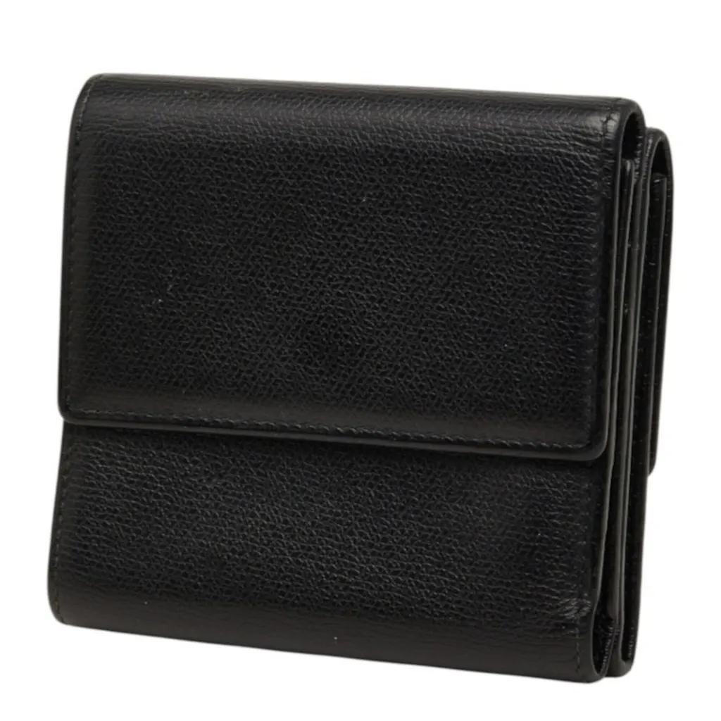 Chanel Coco Mark Bi-fold Wallet, Black and Gold Leather, Women's Black Leather Good - Back View