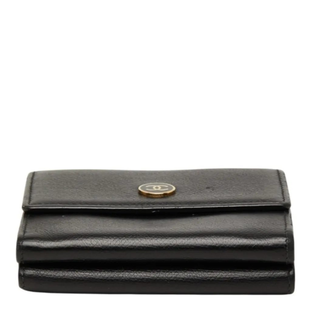 Chanel Coco Mark Bi-fold Wallet, Black and Gold Leather, Women's Black Leather Good - Inside View