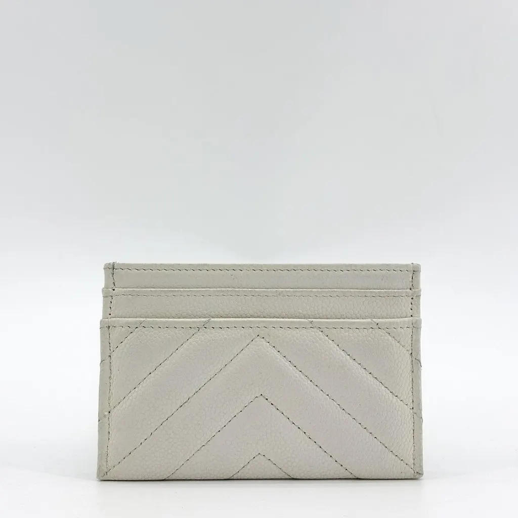 Chanel Boy Chevron Card Holder White Caviar Gold Hardware Gold Leather Good - Back View