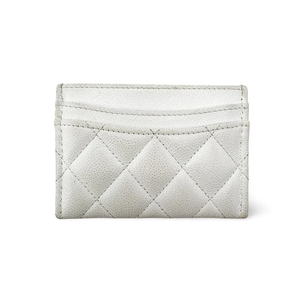 Chanel Classic Card Holder Grained Calfskin Gold-Tone Metal White White Leather Good - Inside View