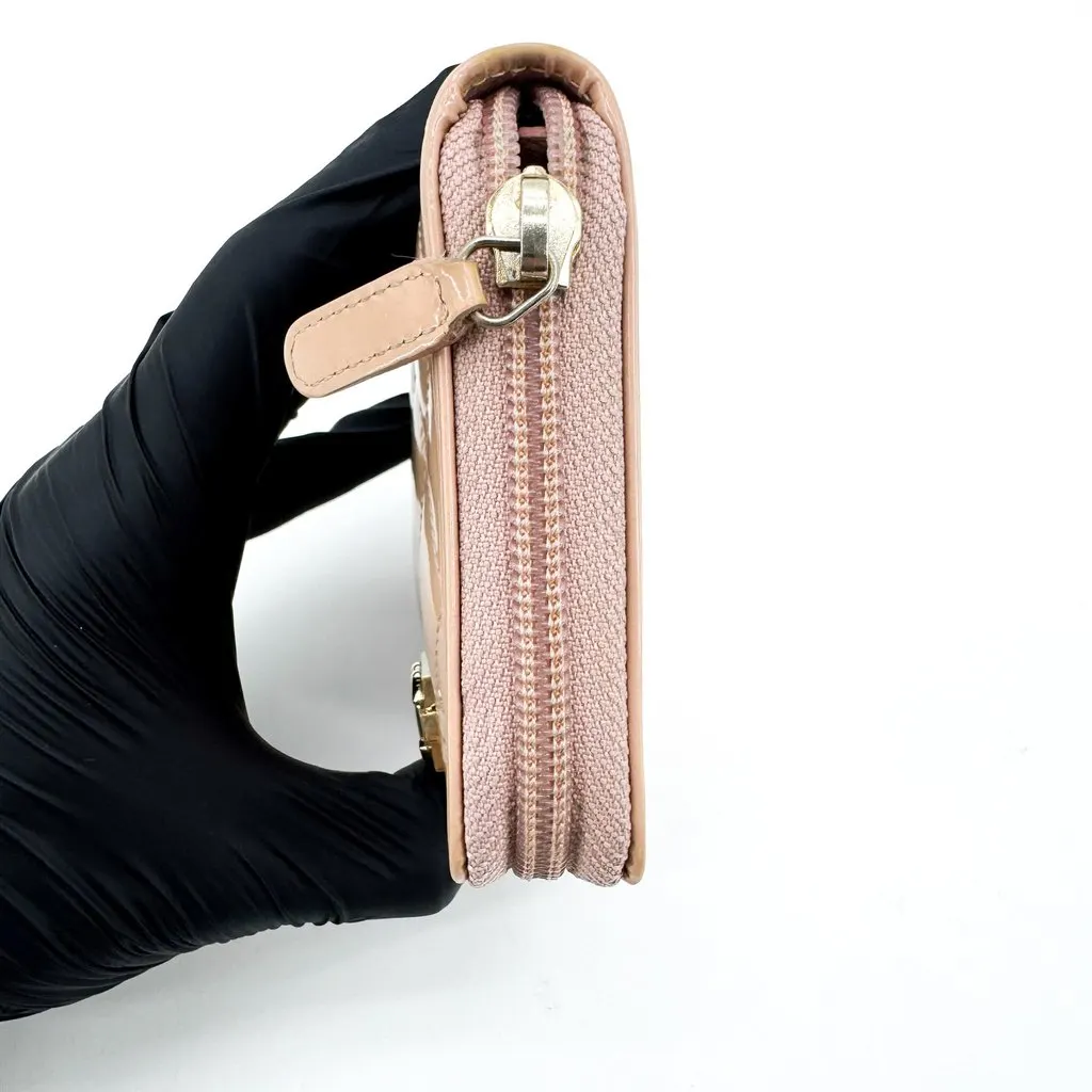 Chanel Boy Chanel Patent Zipped Wallet Beige Gold Hardware Beige Leather Good - Inside View