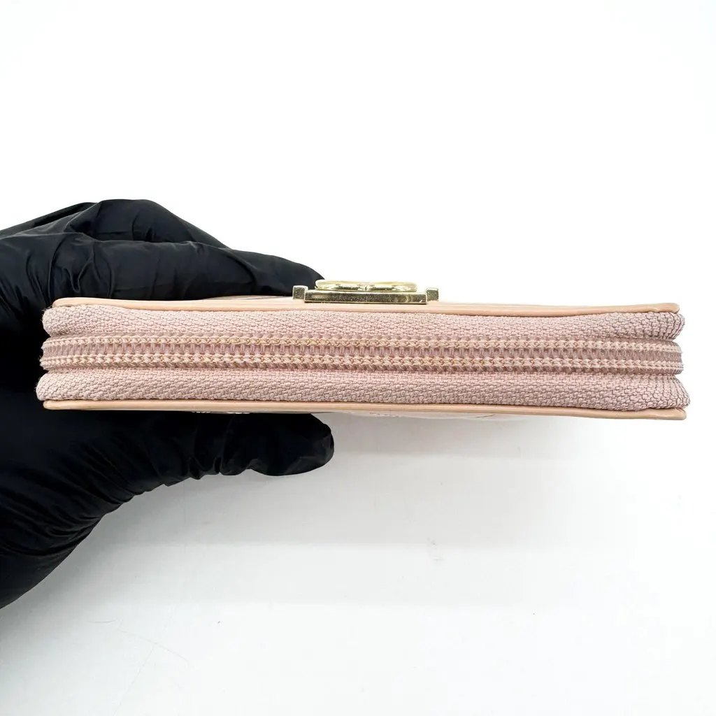 Chanel Boy Chanel Patent Zipped Wallet Beige Gold Hardware Beige Leather Good - Box View