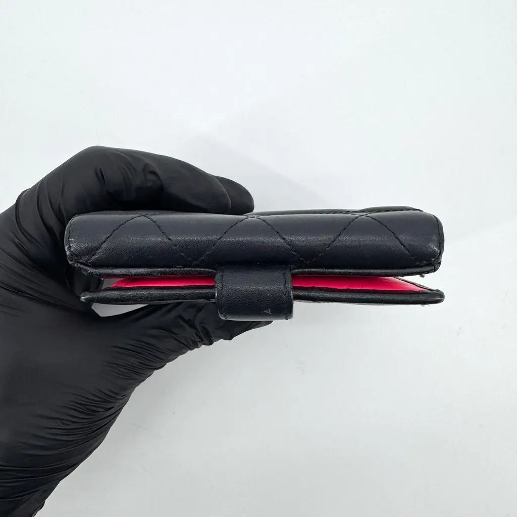 Chanel Cambon Ligne Tri-Fold Wallet Black Patent Black Leather Good - Box View