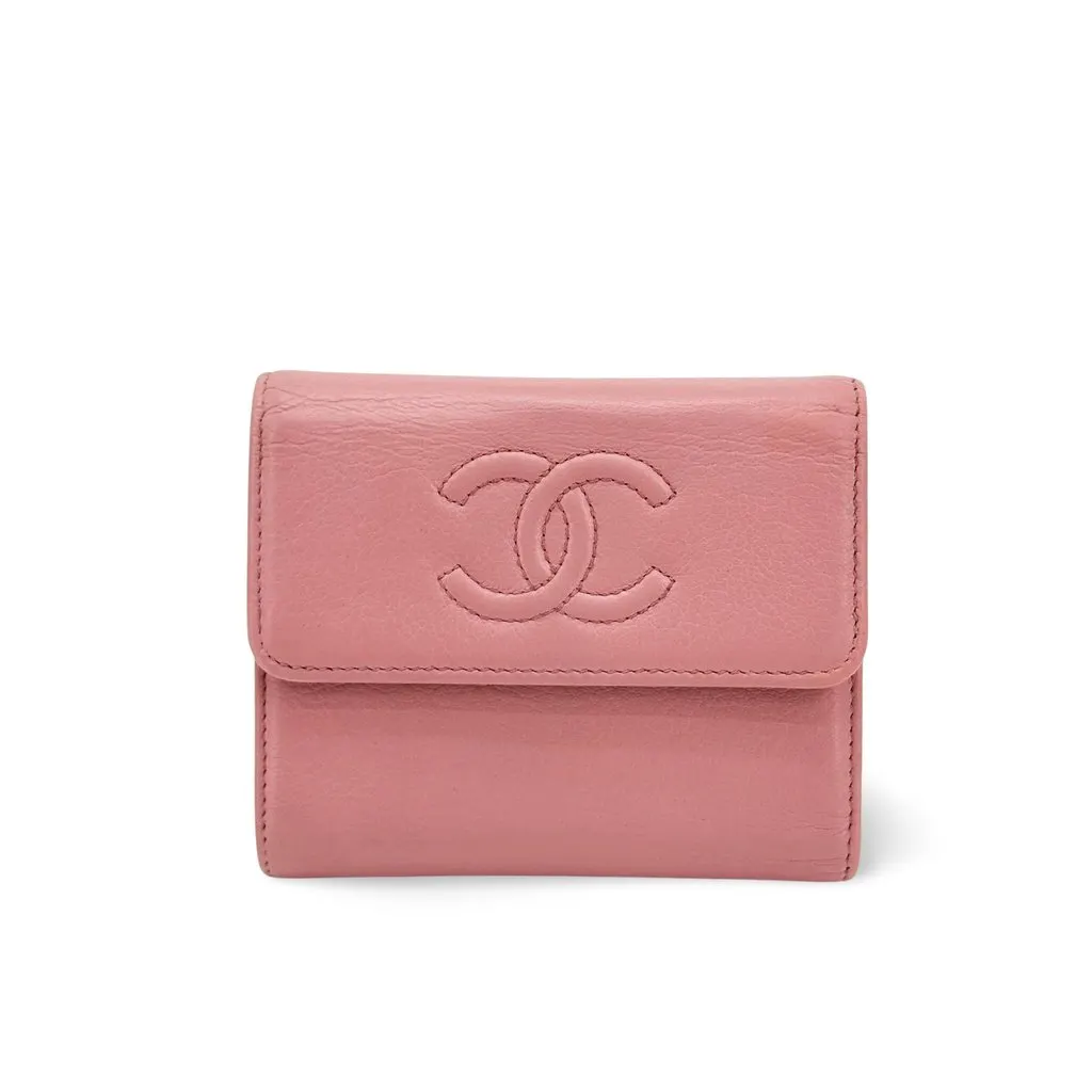 Chanel Timeless Coco Mark Small Flap Wallet Pink Pink Leather Very good - Front View