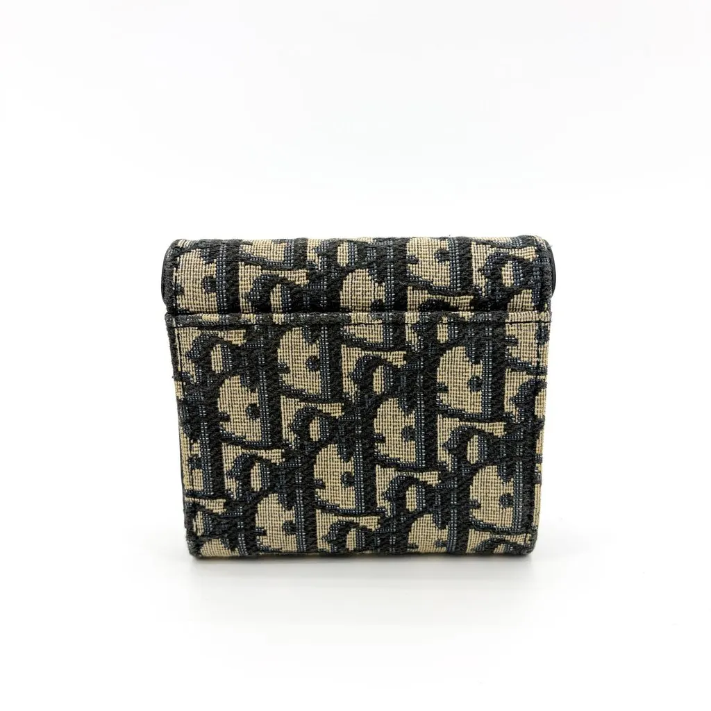 Dior Saddle Lotus Wallet Blue Oblique Jacquard Beige Jacquard Fair - Inside View