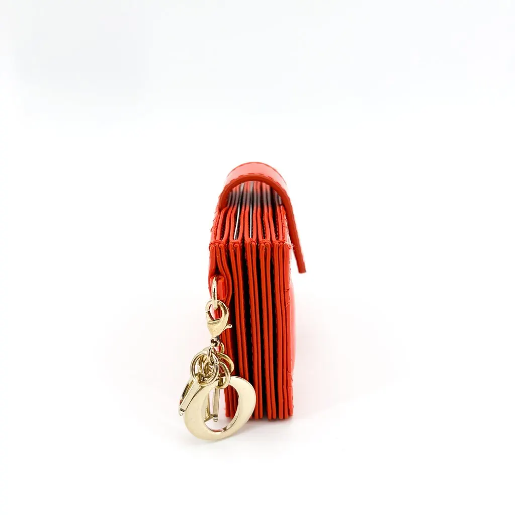 Dior Lady Dior Accordion Card Holder Patent Red Red Leather Very good - Box View