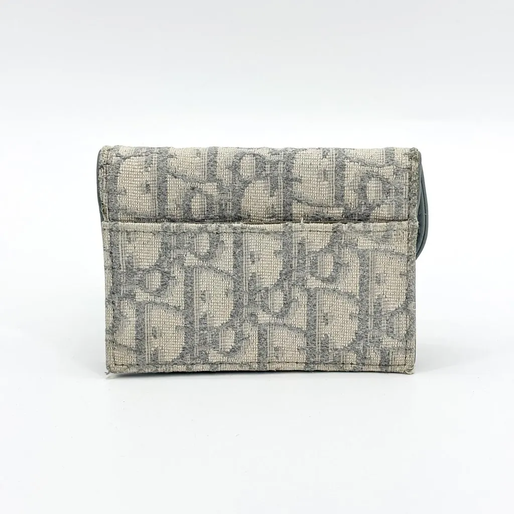 Dior Saddle Lotus Wallet Grey Oblique Jacquard Gold Jacquard Good - Back View