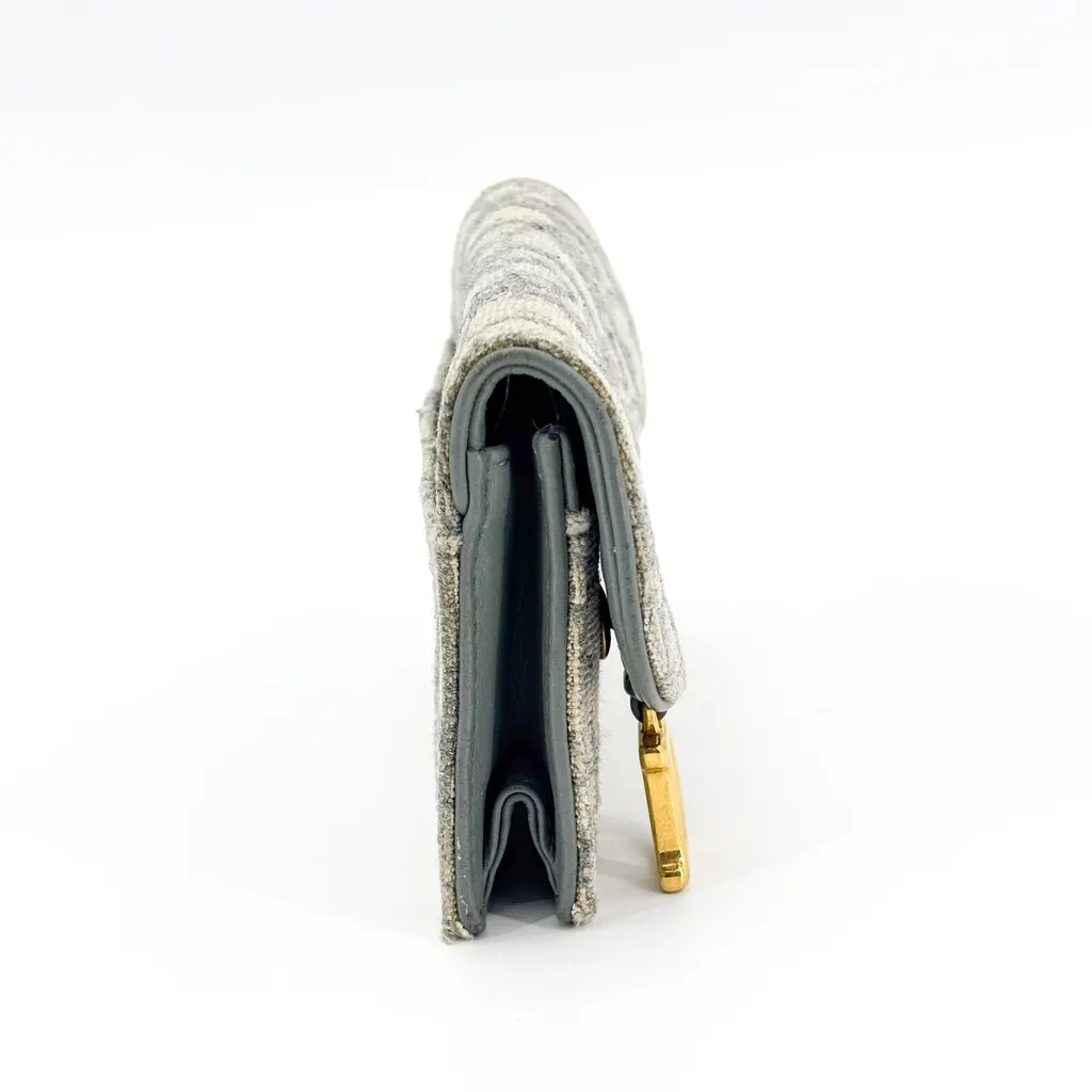 Dior Saddle Lotus Wallet Grey Oblique Jacquard Gold Jacquard Good - Model View