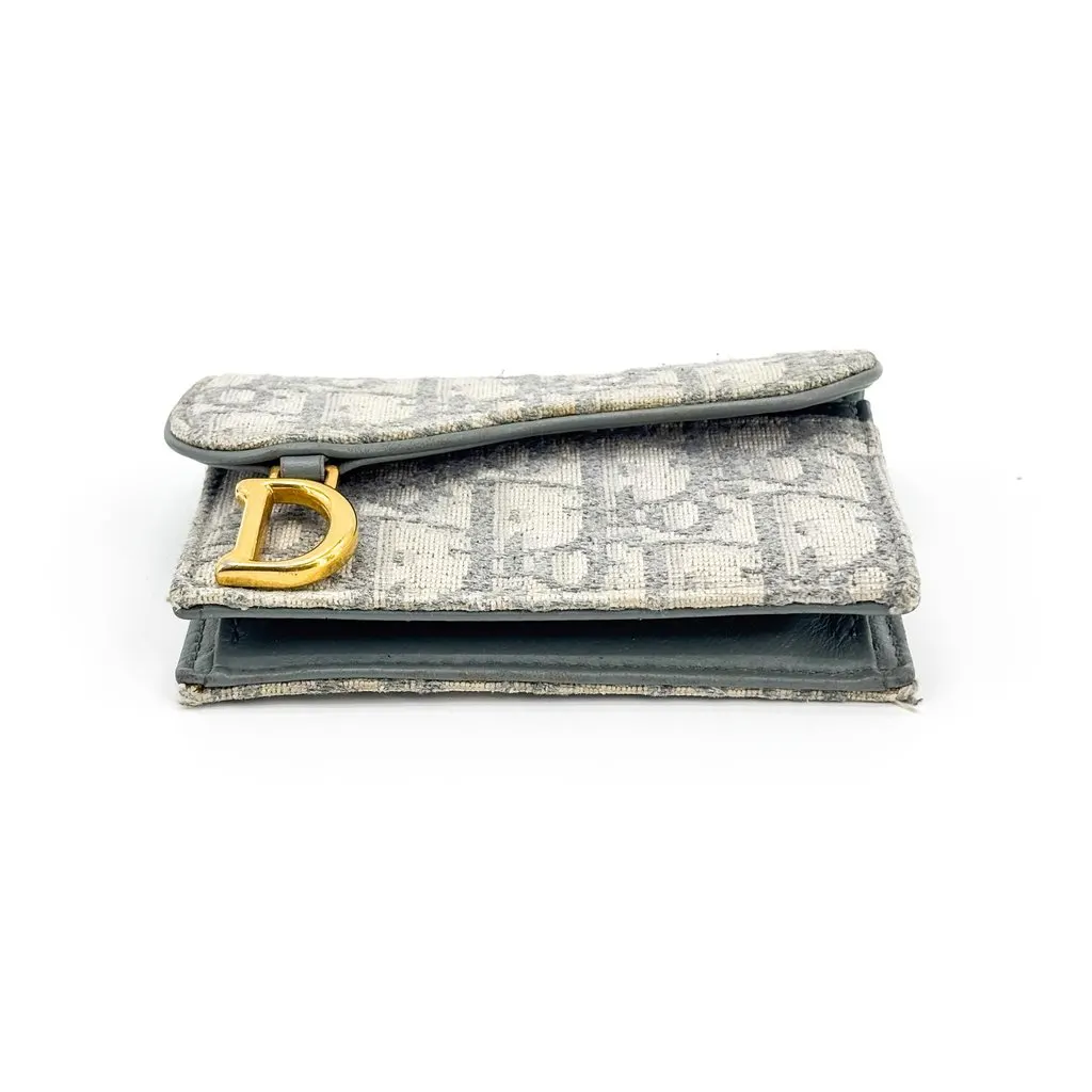 Dior Saddle Lotus Wallet Grey Oblique Jacquard Gold Jacquard Good - Box View