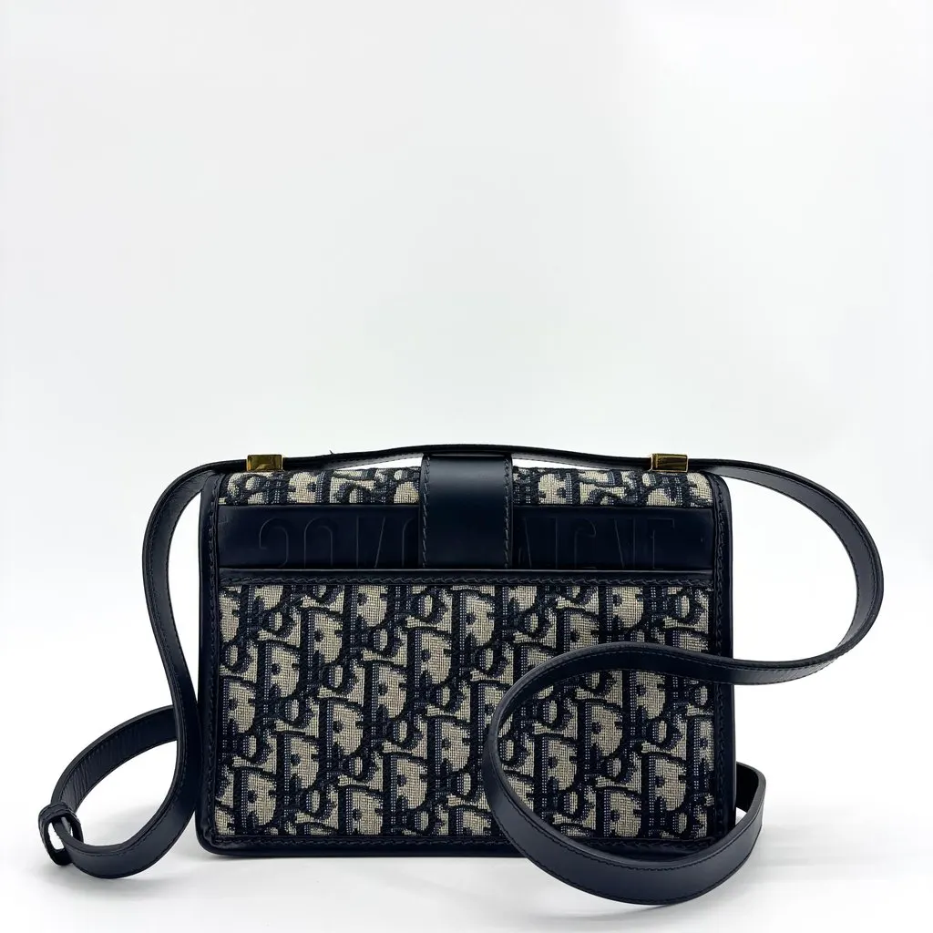Dior 30 Montaigne Bag Blue Oblique Jacquard Beige Jacquard Good - Inside View