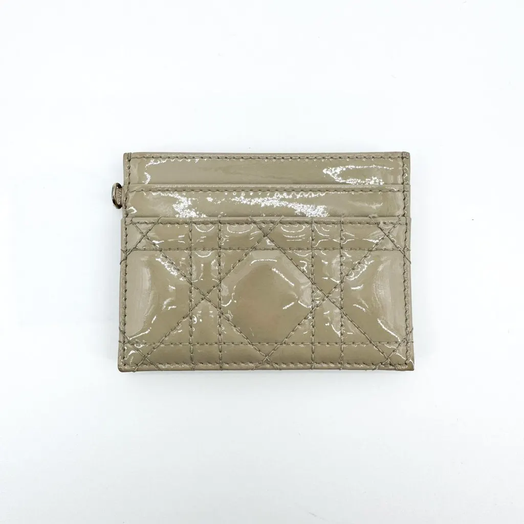 Dior Lady Dior Patent Cannage 5-Slot Card Holder Grayish Beige Beige Leather Very good - Inside View