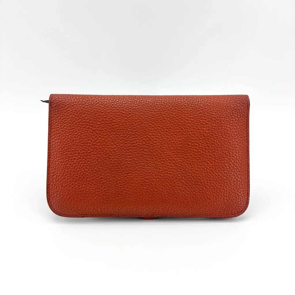 Hermès Dogon Duo Wallet Brown Silver Hardware Brown Leather Good - Back View