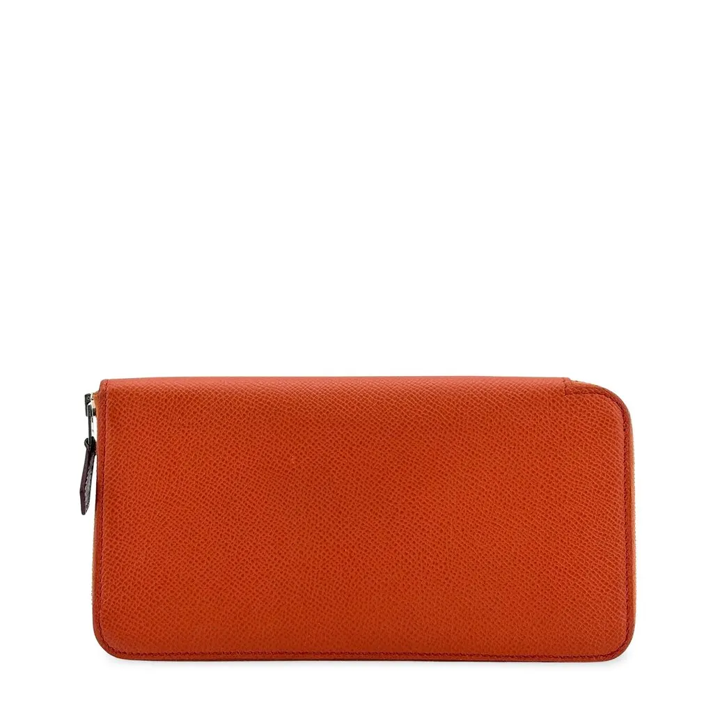 Hermès Azap Silk'In Long Wallet Epsom Orange Orange Leather Good - Front View