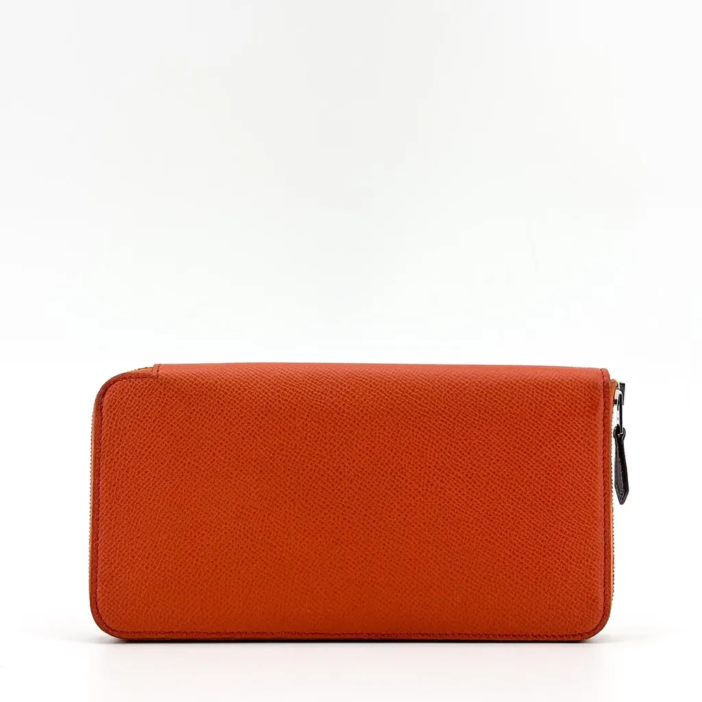 Hermès Azap Silk'In Long Wallet Epsom Orange Orange Leather Good - Back View