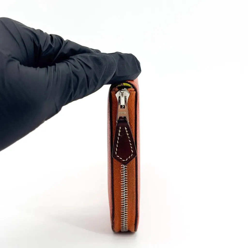 Hermès Azap Silk'In Long Wallet Epsom Orange Orange Leather Good - Model View