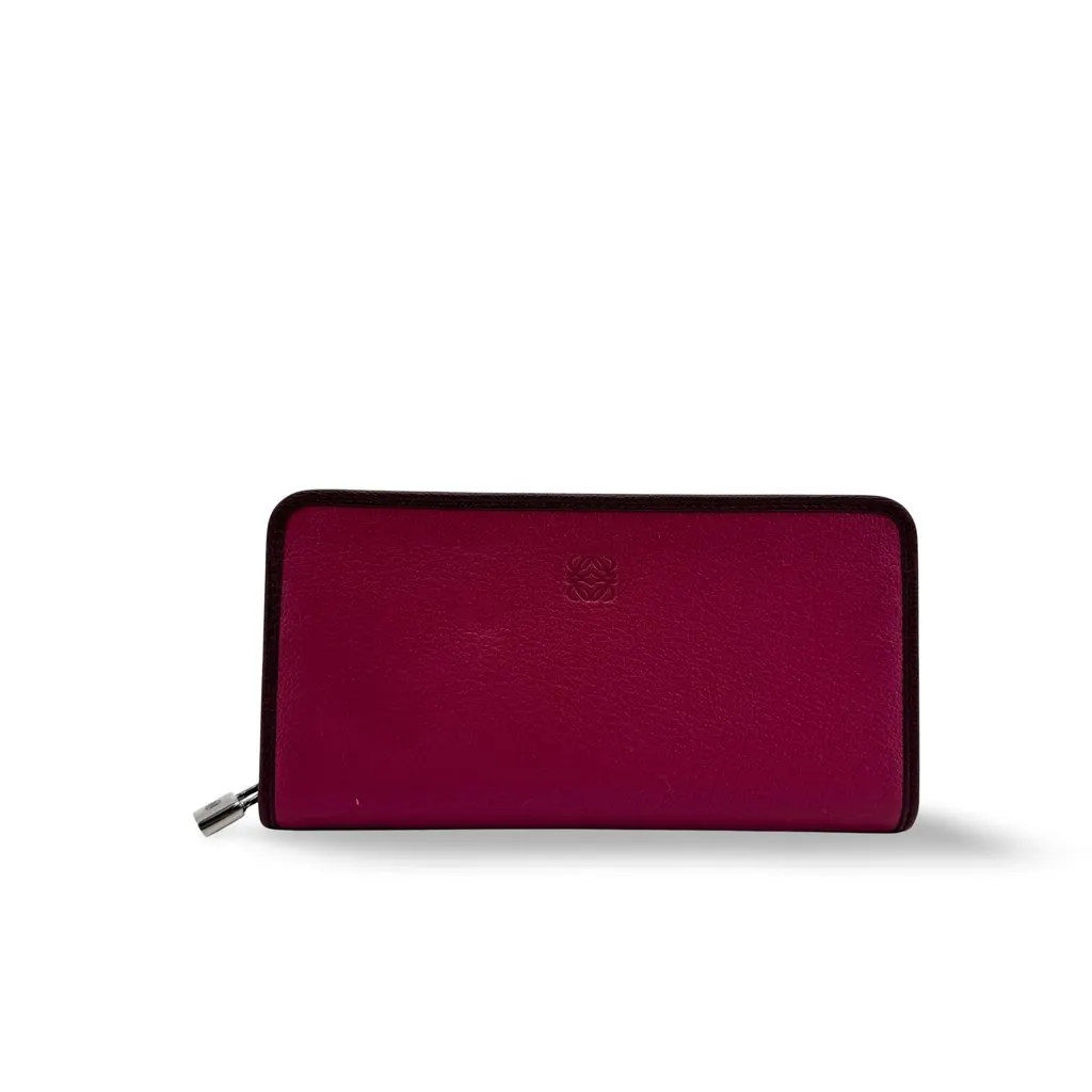 Loewe Anagram Zip Around Wallet Magenta Pink Leather Good - Front View