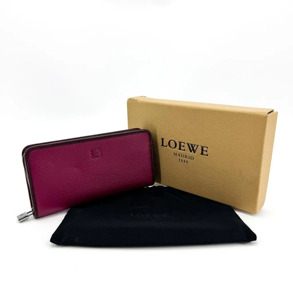 Loewe Anagram Zip Around Wallet Magenta Pink Leather Good - Back View