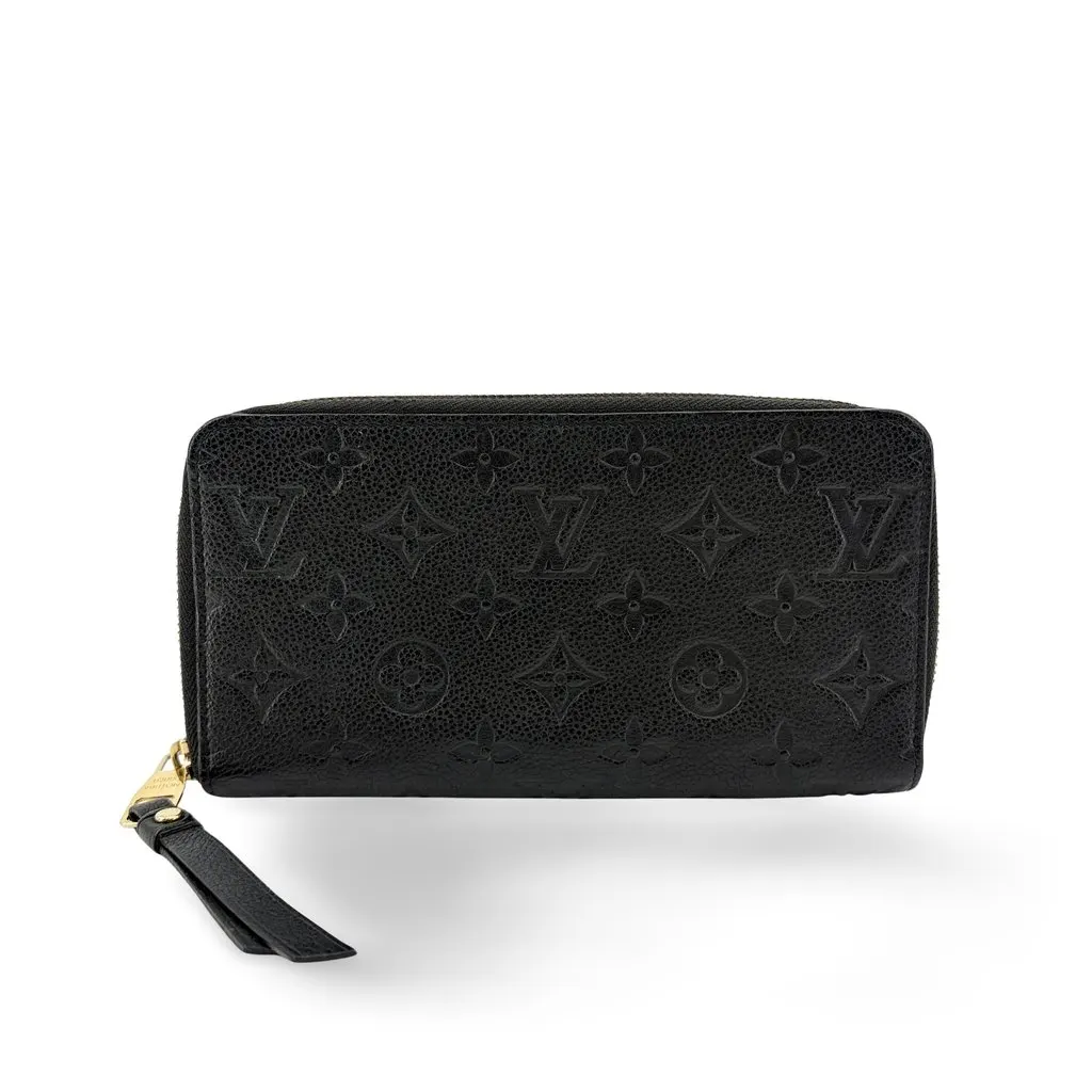 Louis Vuitton Zippy Wallet Monogram Empreinte Noir Black Leather Fair - Front View