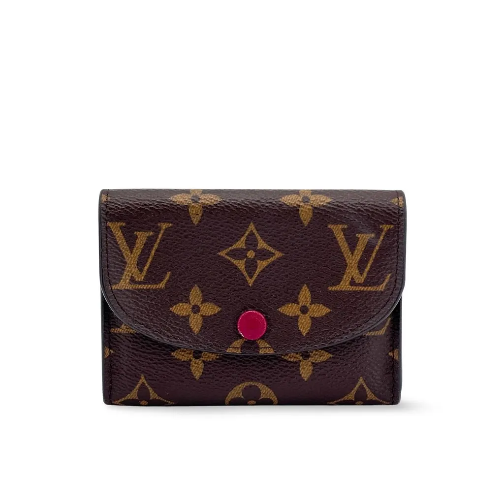 Louis Vuitton Monogram Rosalie Coin Purse Fuchsia Brown Canvas Good - Front View