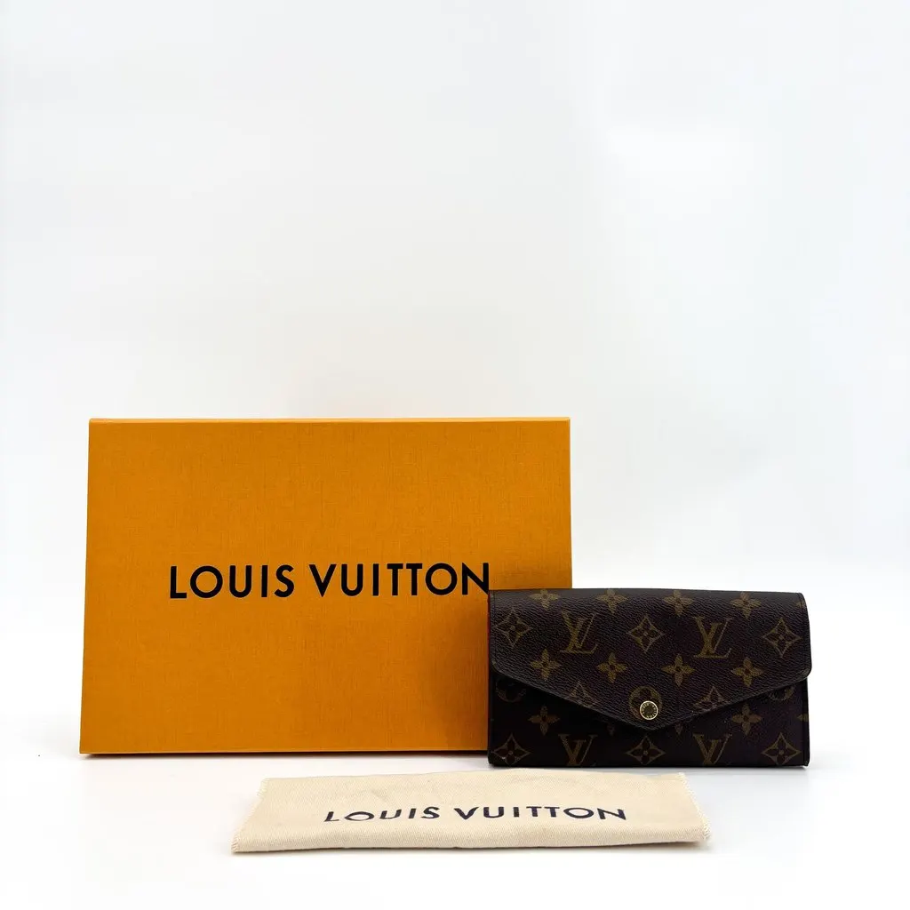 Louis Vuitton Monogram Sarah Wallet Brown Canvas Good - Back View