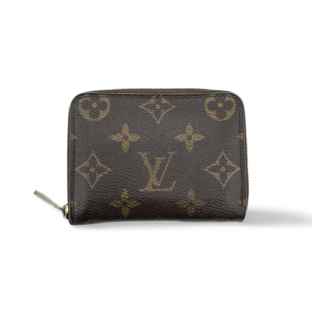 Louis Vuitton Monogram Zippy Coin Purse Brown Canvas Good - Front View