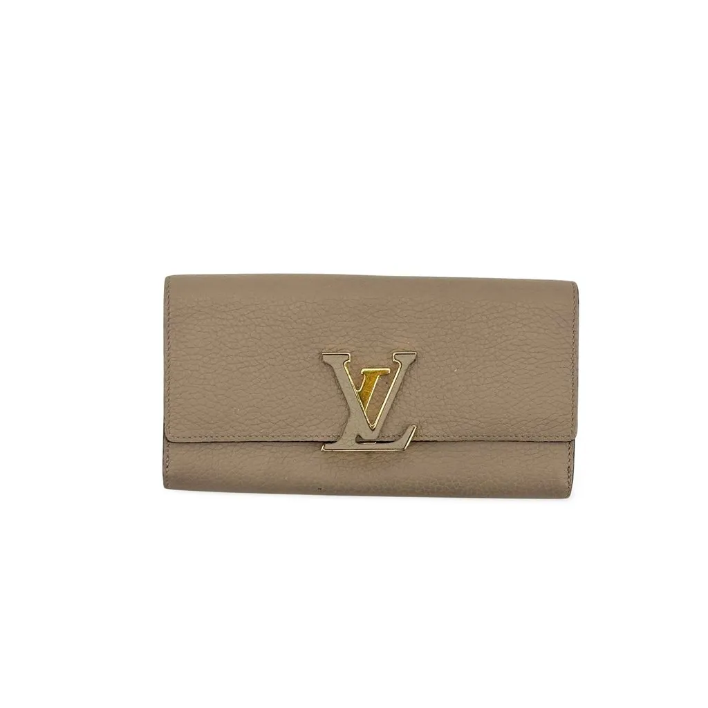 Louis Vuitton Capucines Wallet Galet Beige Leather Good - Front View