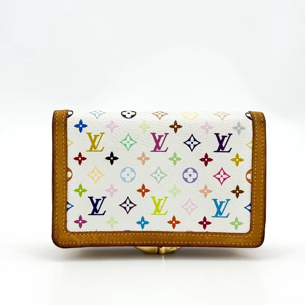 Louis Vuitton Monogram Multicolore Portefeuille Viennois White Brown Canvas Good - Back View