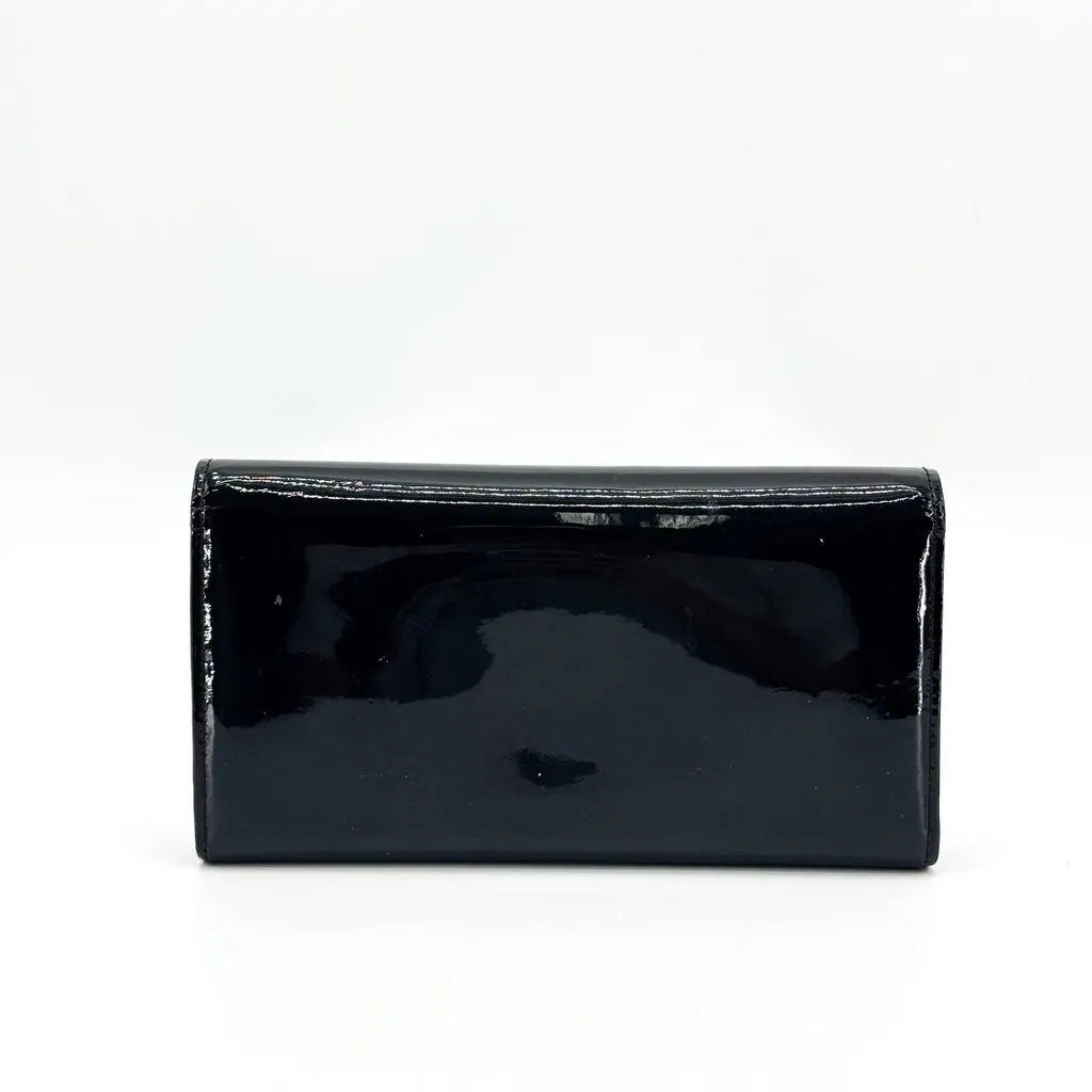 Louis Vuitton Louise Long Wallet Patent Black Gold Black Leather Good - Back View