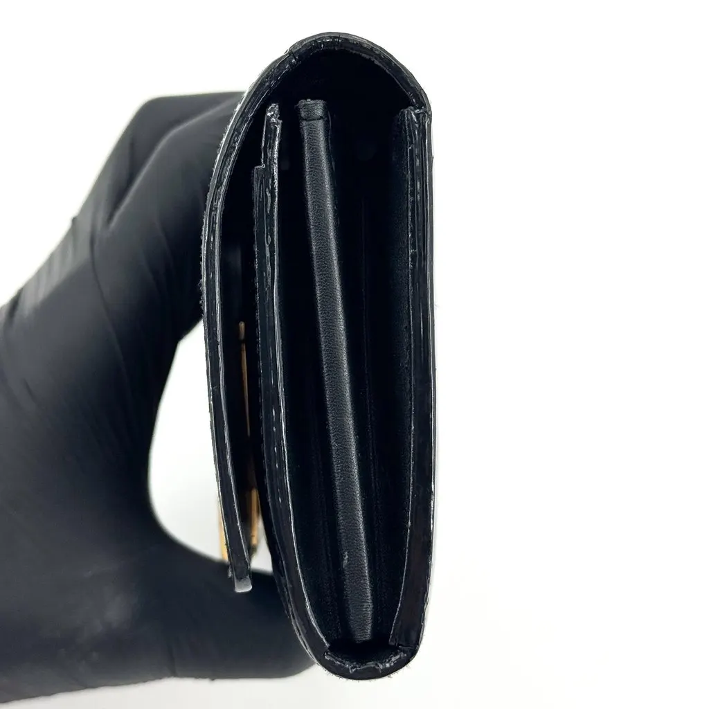 Louis Vuitton Louise Long Wallet Patent Black Gold Black Leather Good - Model View