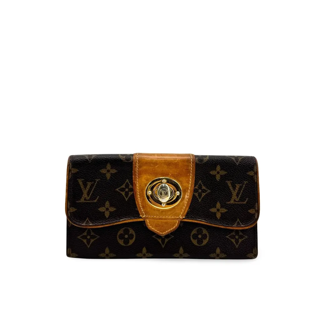 Louis Vuitton Monogram Portefeuille Beverly Long Wallet Brown Brown Canvas Good - Front View