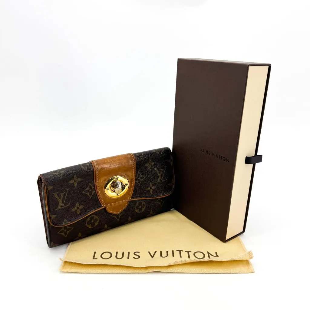 Louis Vuitton Monogram Portefeuille Beverly Long Wallet Brown Brown Canvas Good - Back View