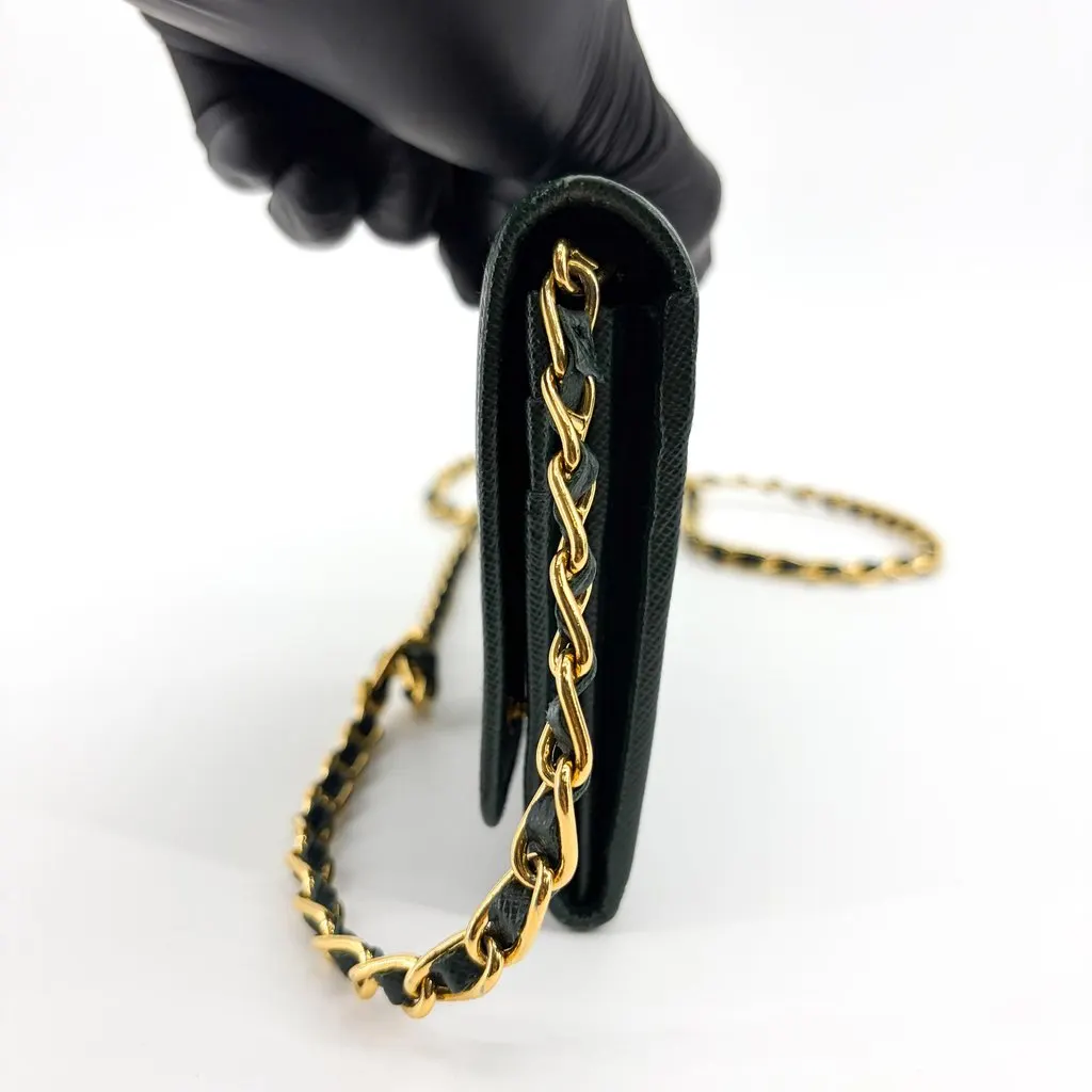 Prada Saffiano Chain Shoulder Bag Black Black Leather Good - Box View