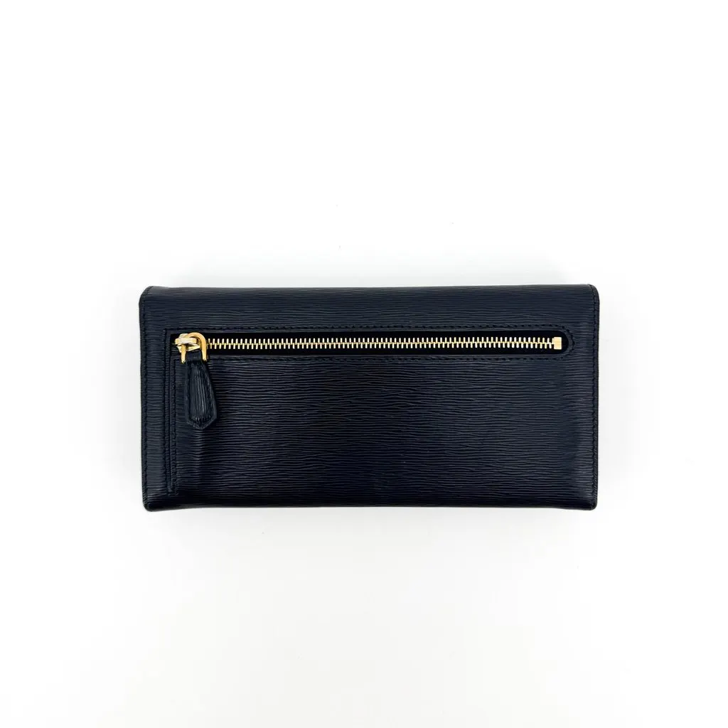 Prada Vitello Move Long Flap Wallet Black Black Leather Very good - Inside View