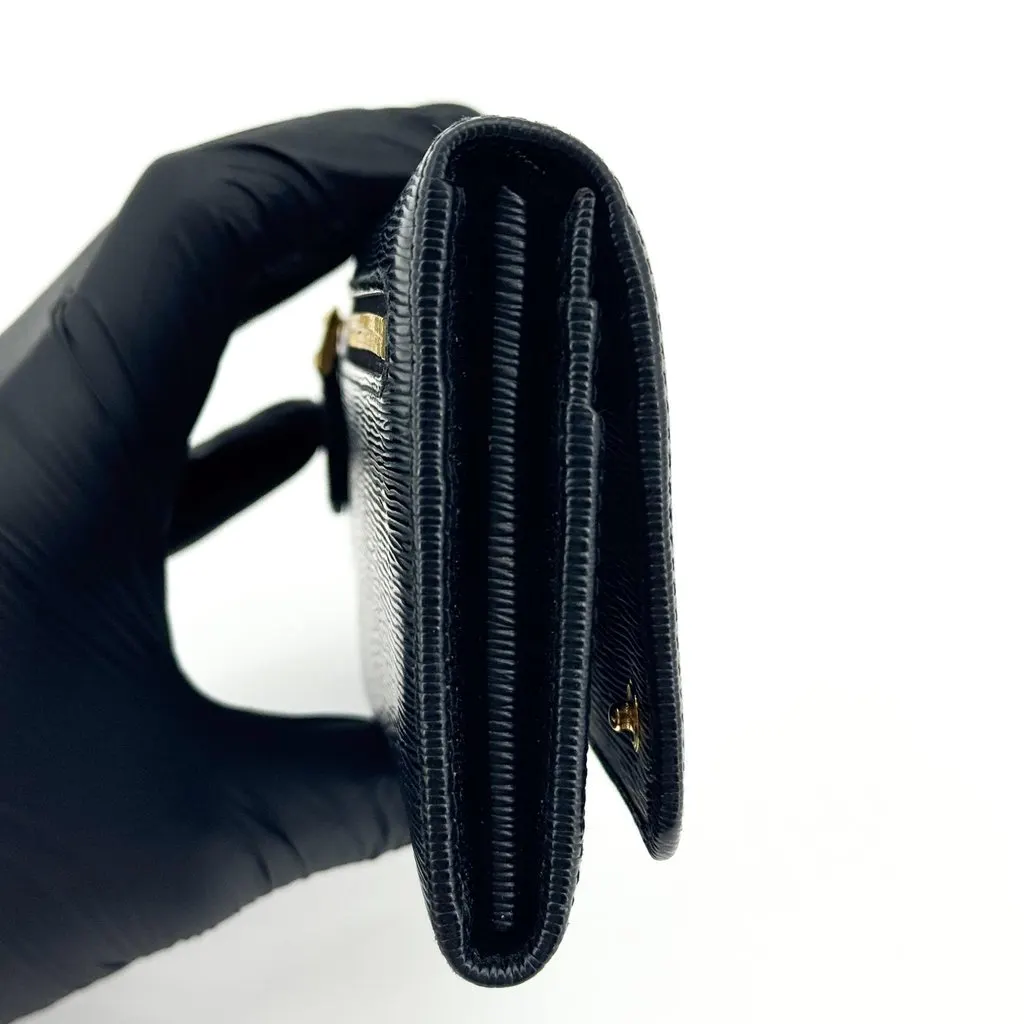 Prada Vitello Move Long Flap Wallet Black Black Leather Very good - Model View