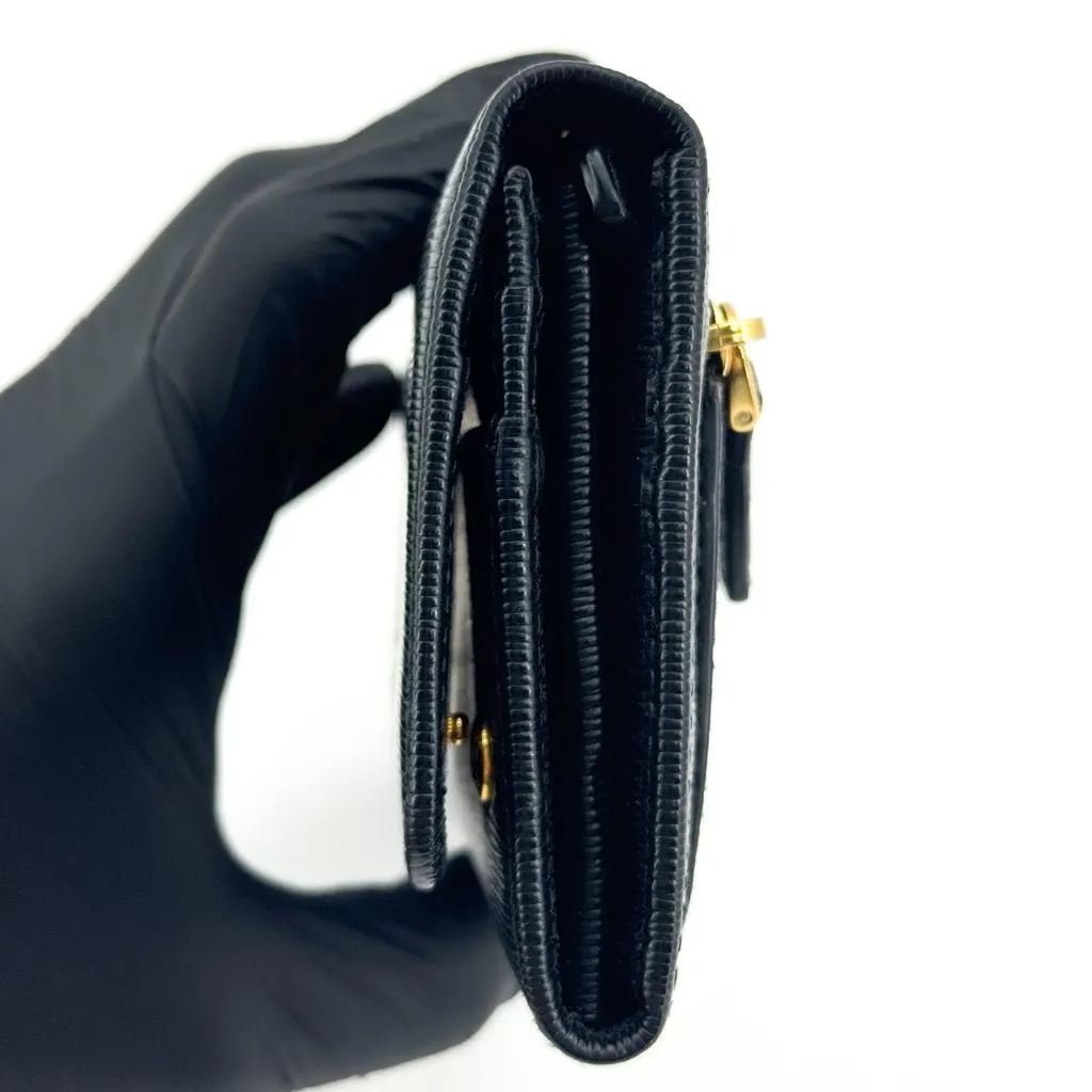 Prada Vitello Move Long Flap Wallet Black Black Leather Very good - Box View
