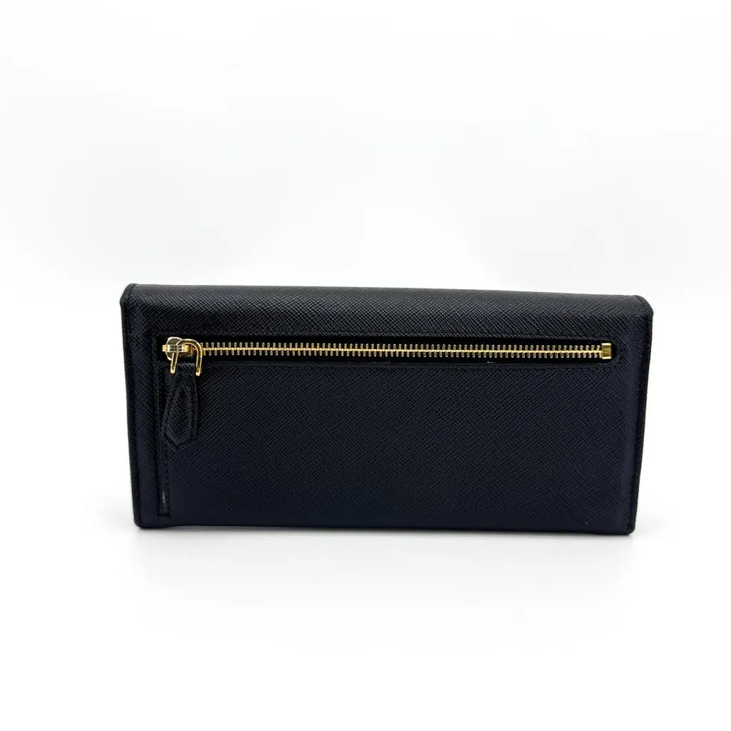 Prada Saffiano Metal Logo Long Flap Wallet Black Black Leather Very good - Inside View