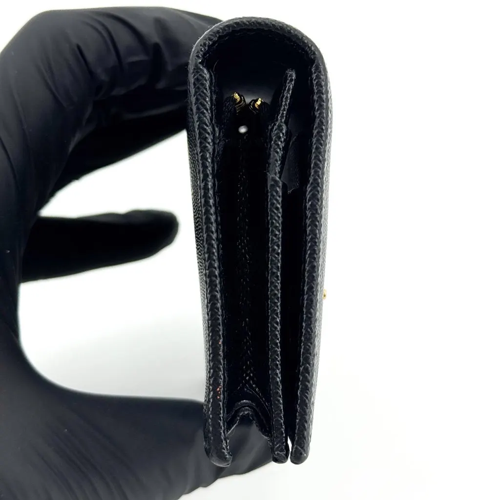 Prada Saffiano Triangle Logo Small Wallet Black Gold Black Leather Very good - Inside View