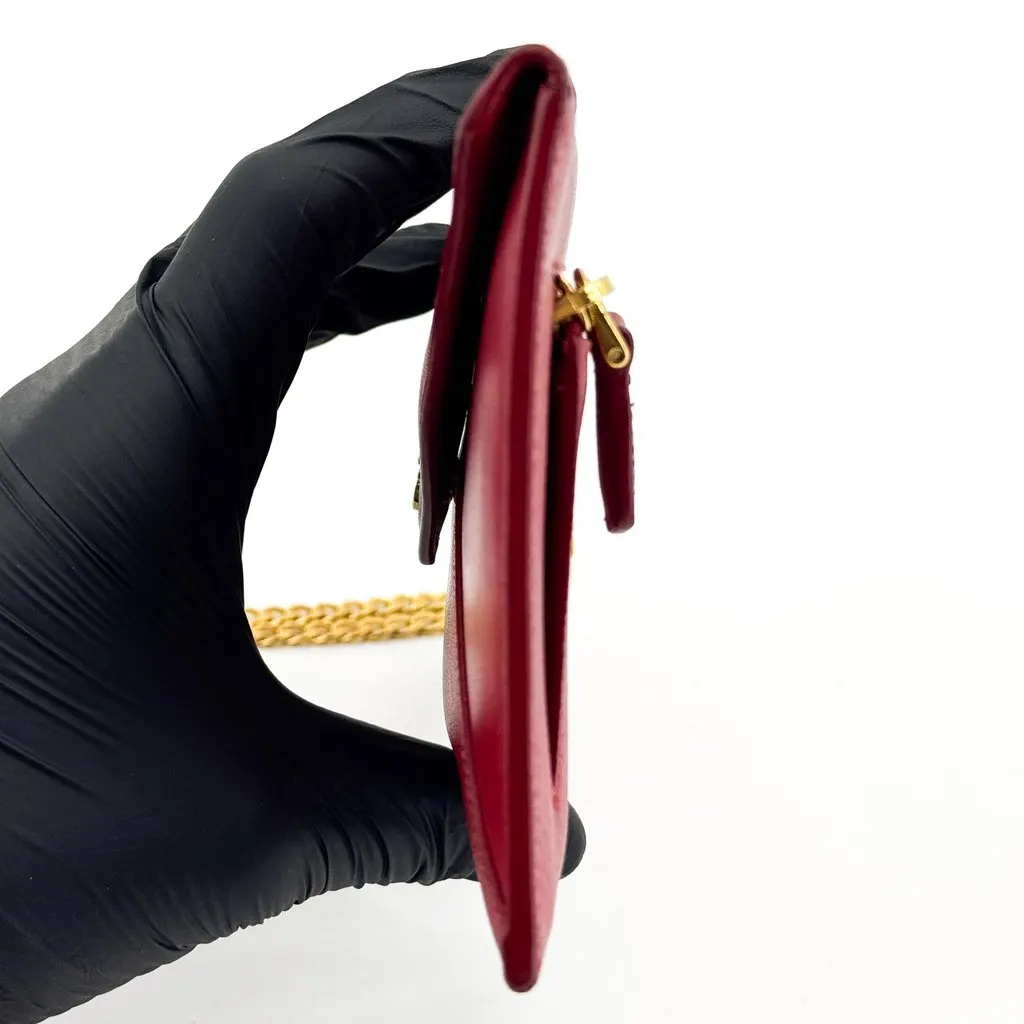 Prada Saffiano Envelope Long Wallet Red Gold Red Leather Good - Model View
