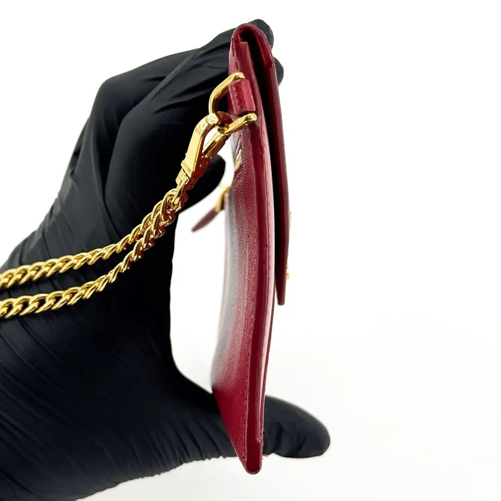 Prada Saffiano Envelope Long Wallet Red Gold Red Leather Good - Box View