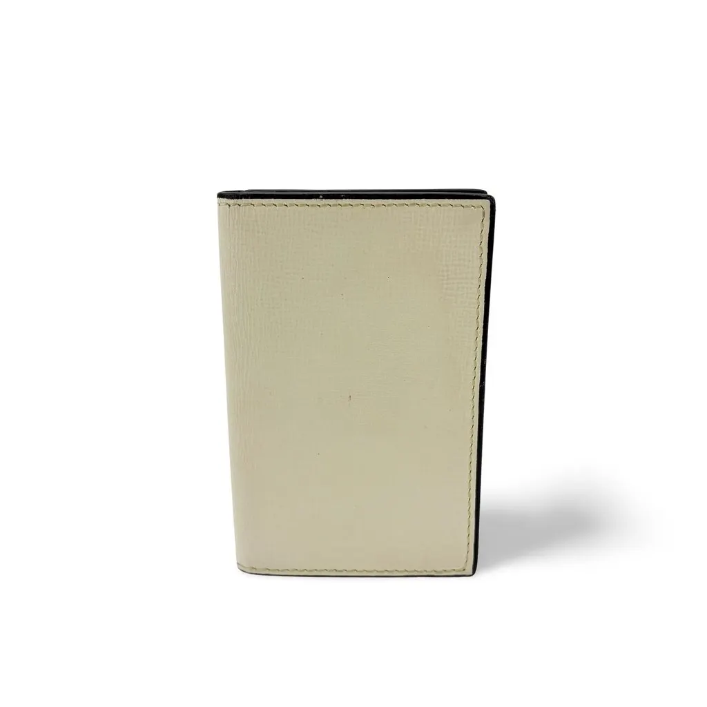 Valextra Vertical Card Holder Pergamena Ivory MultiColor Leather Fair - Front View