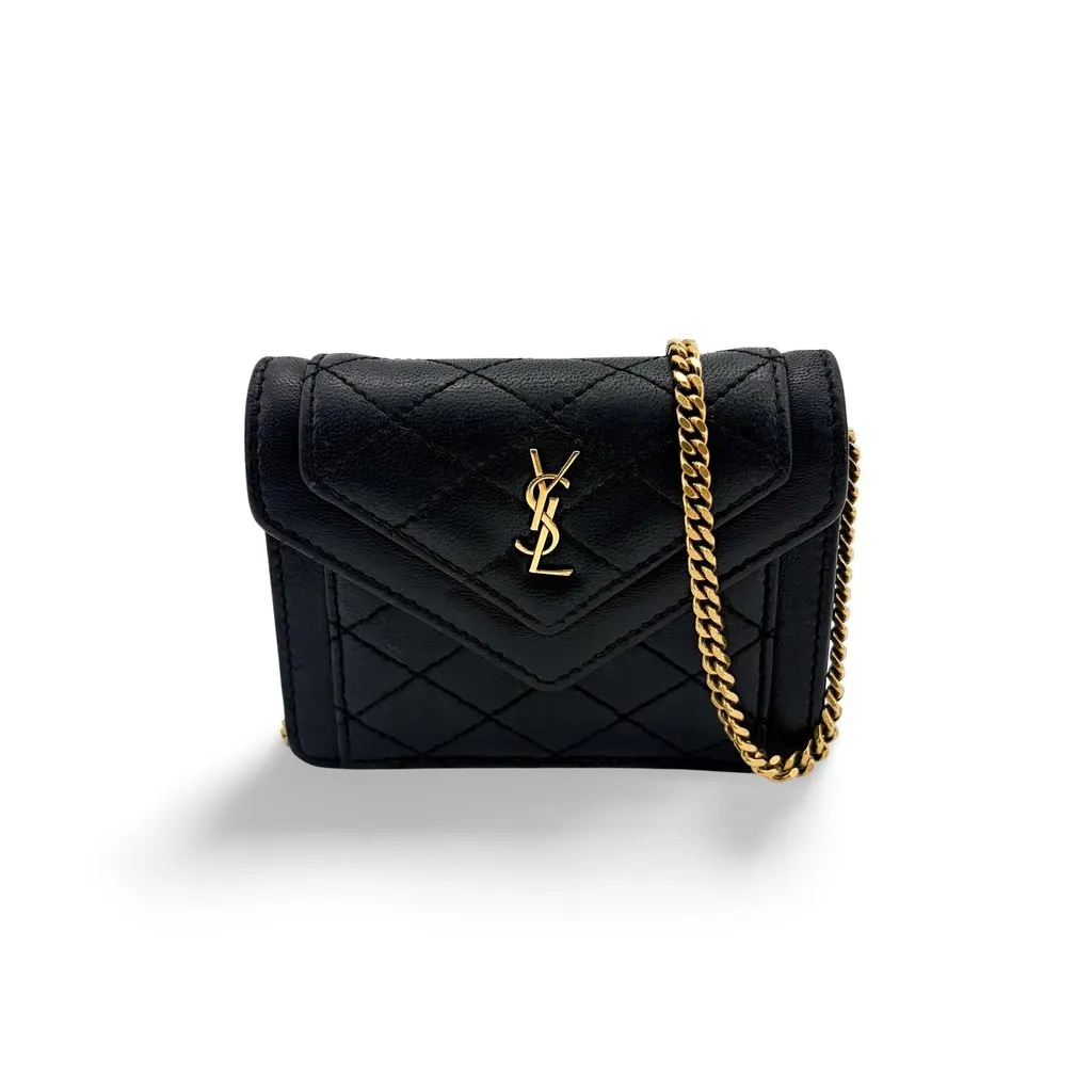 Saint Laurent Gabi Micro Bag Quilted Lambskin Black Black Leather Good - Front View