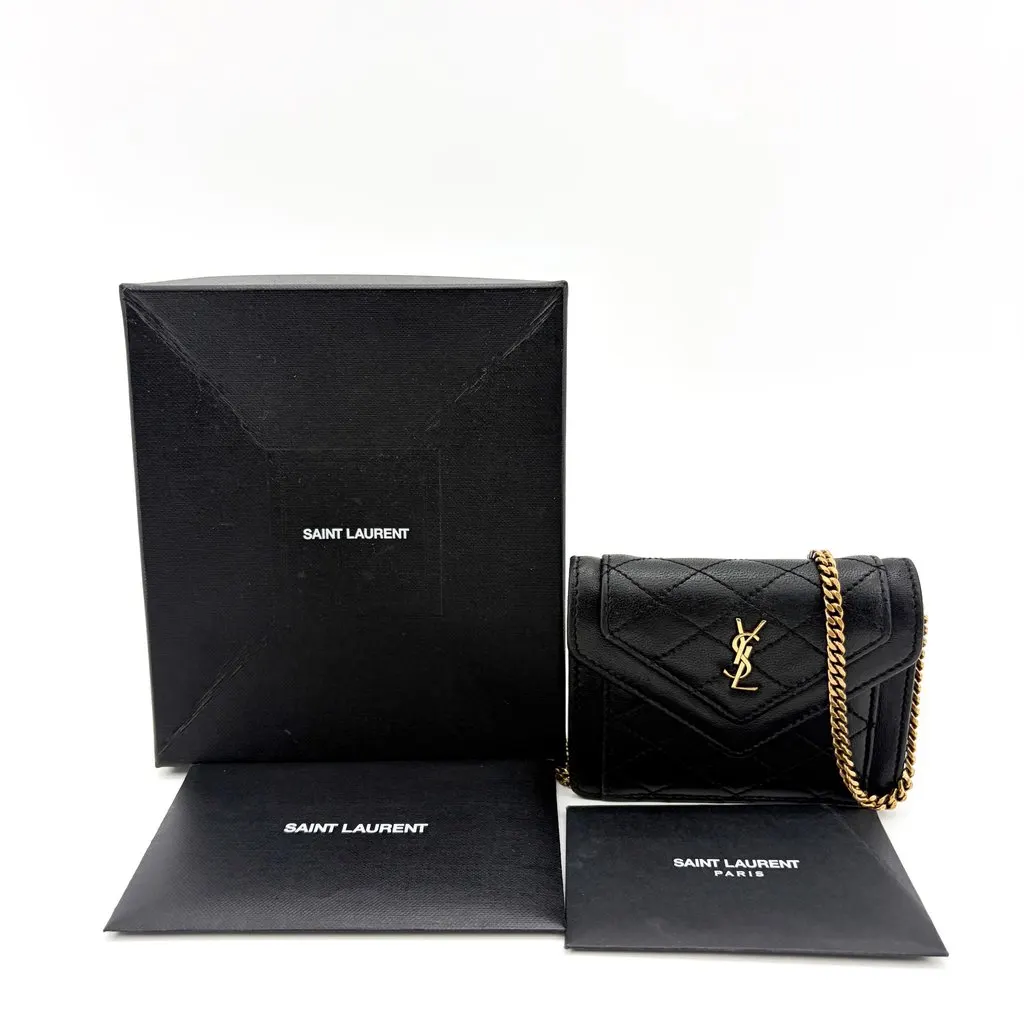 Saint Laurent Gabi Micro Bag Quilted Lambskin Black Black Leather Good - Back View