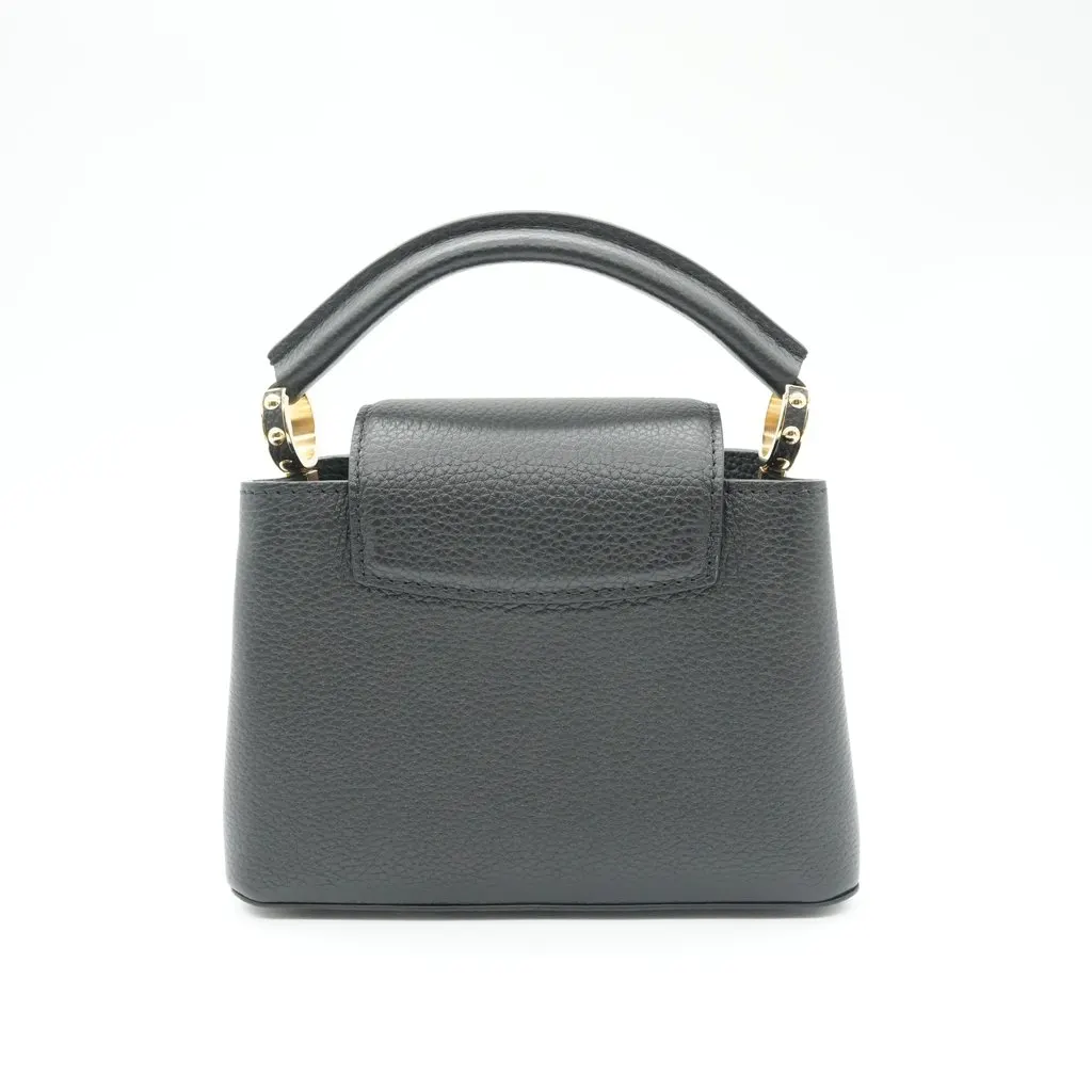 Louis Vuitton Mini Capucine Black Taurillon Black Leather Never worn - Back View