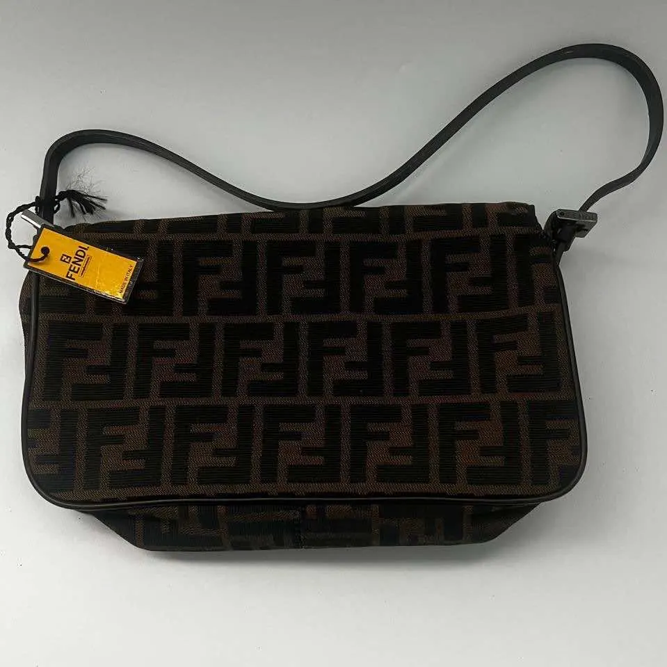 Fendi Baguette Brown Canvas Leather Good - Back View