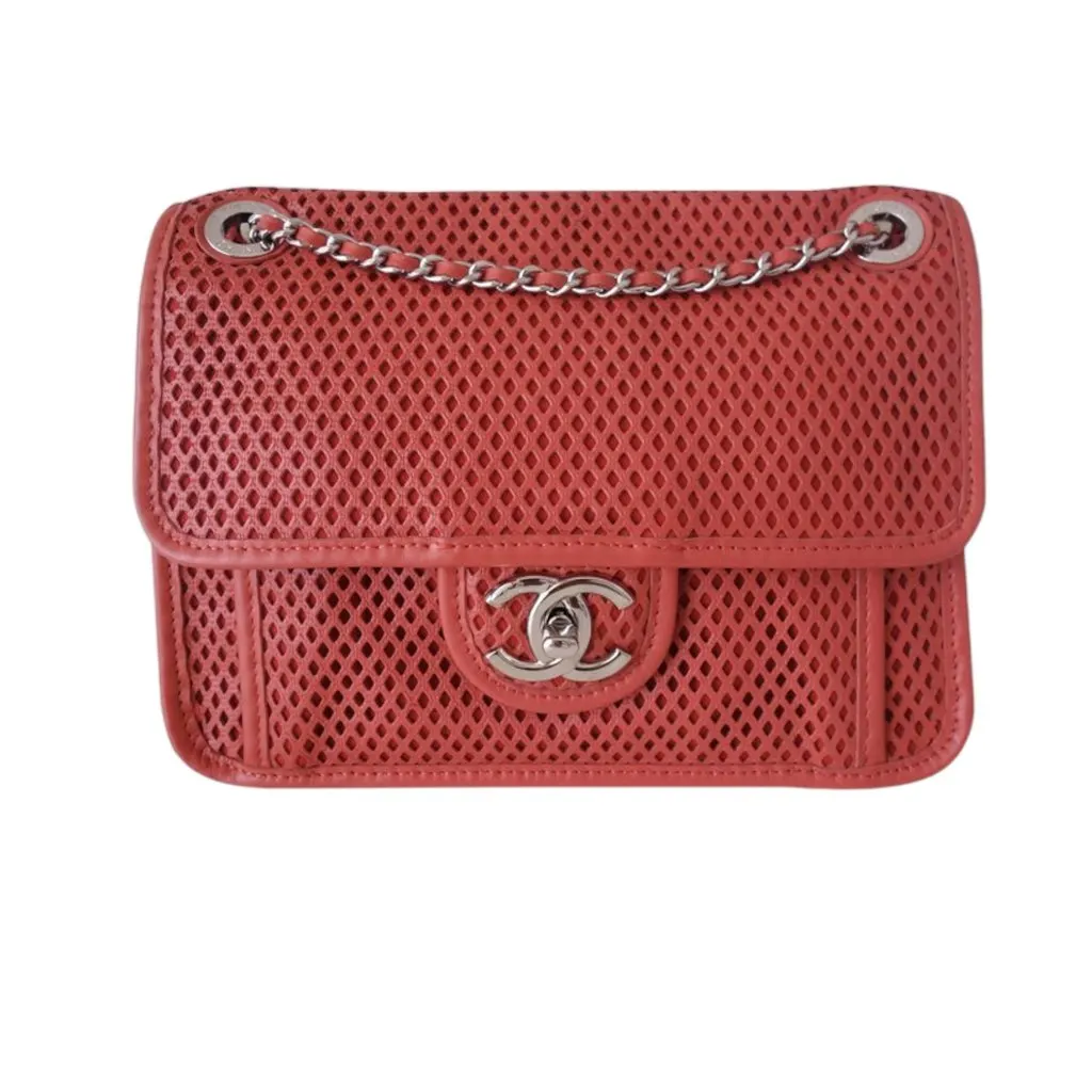 Chanel Classic Flap Red Leather Good - Front View