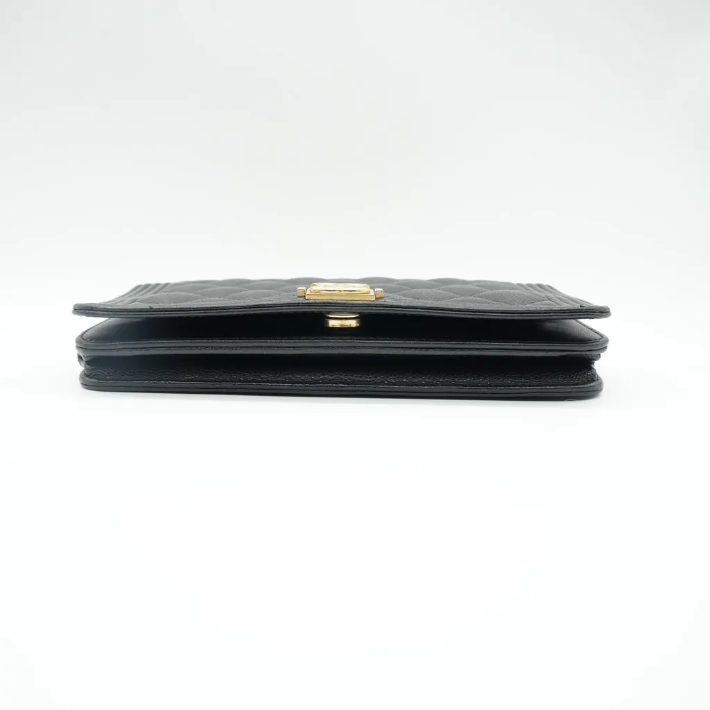 Chanel Boy Wallet On Chain In Black Leather Black Leather Good - Inside View