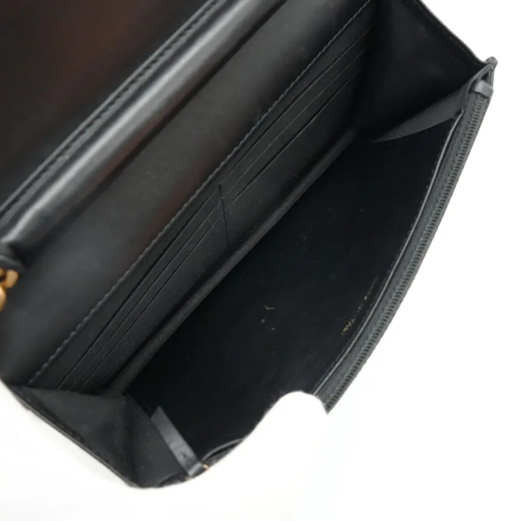 Chanel Boy Wallet On Chain In Black Leather Black Leather Good - Model View
